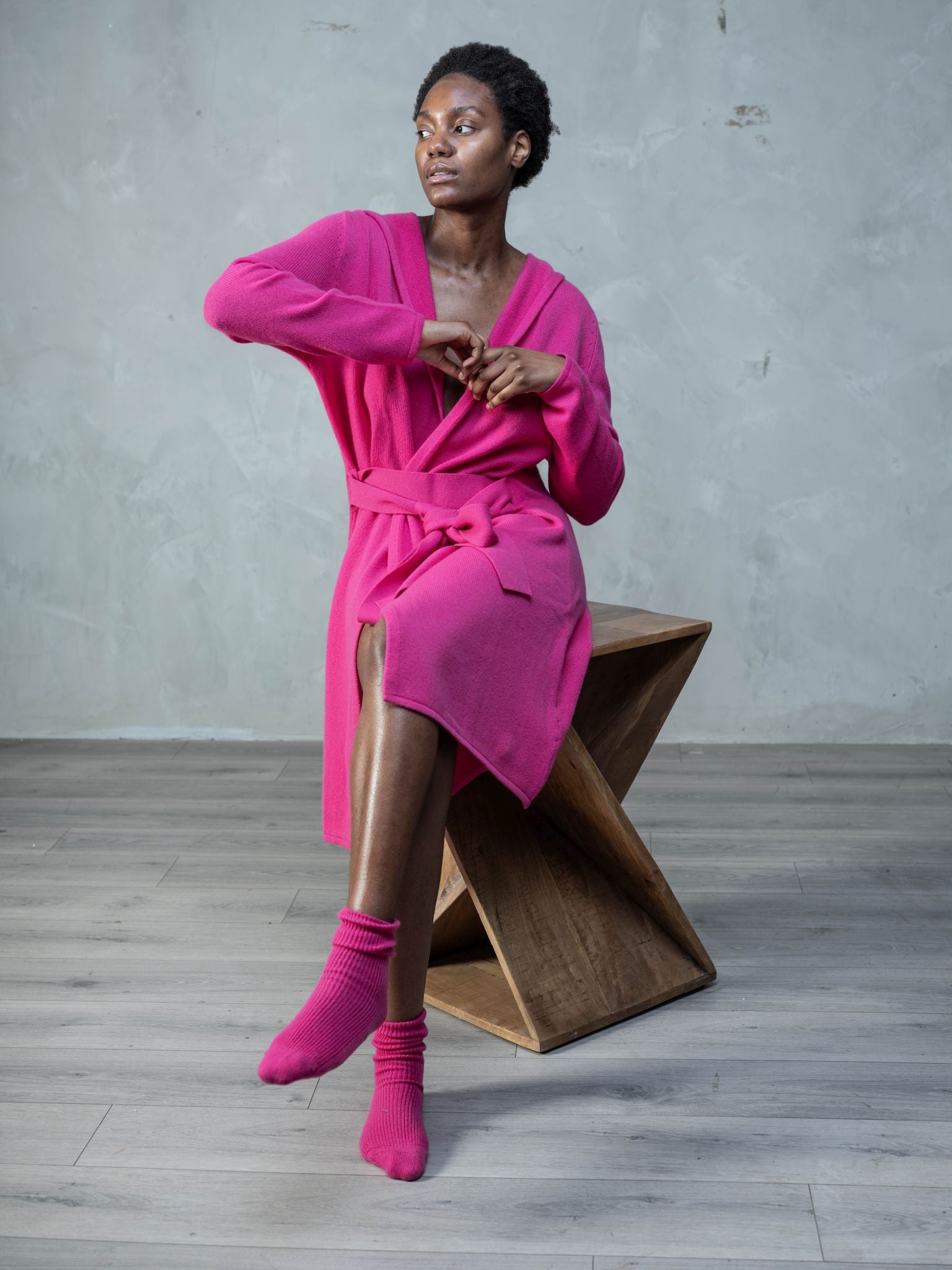 Cashmere Cold Water Swimming Wrap in Pink