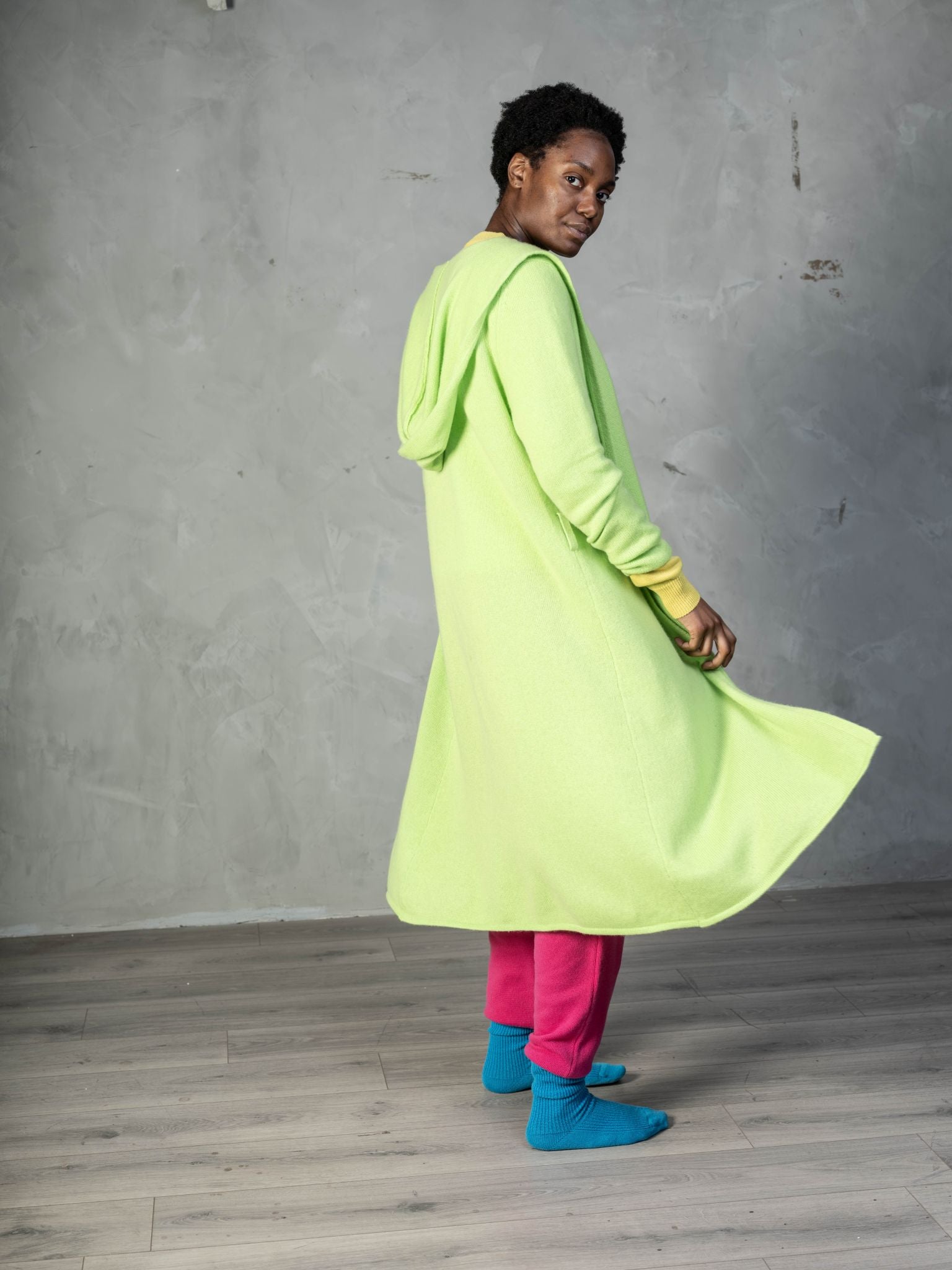Cashmere Cold Water Swimming Wrap in Lime