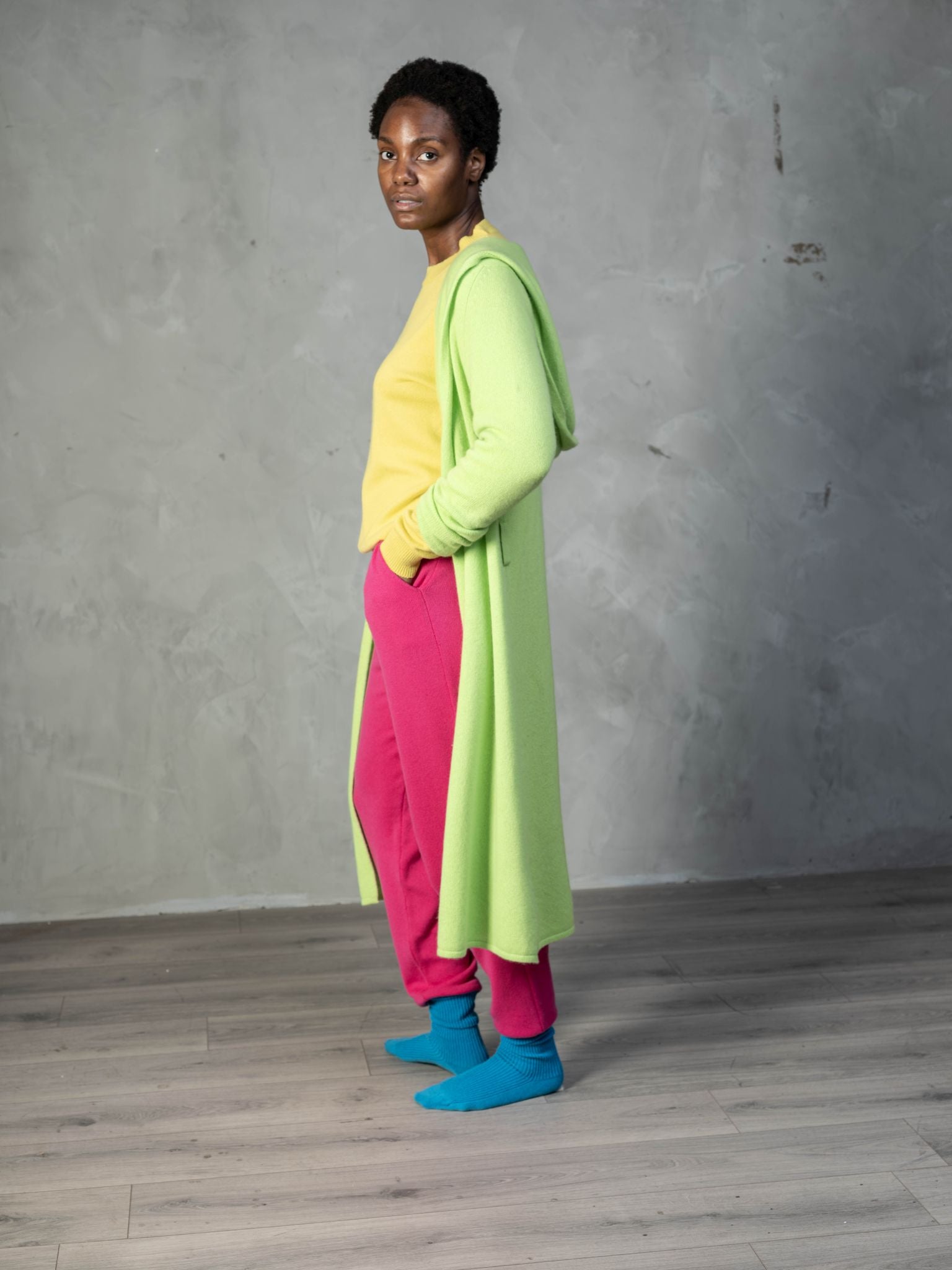 Cashmere Cold Water Swimming Wrap in Lime