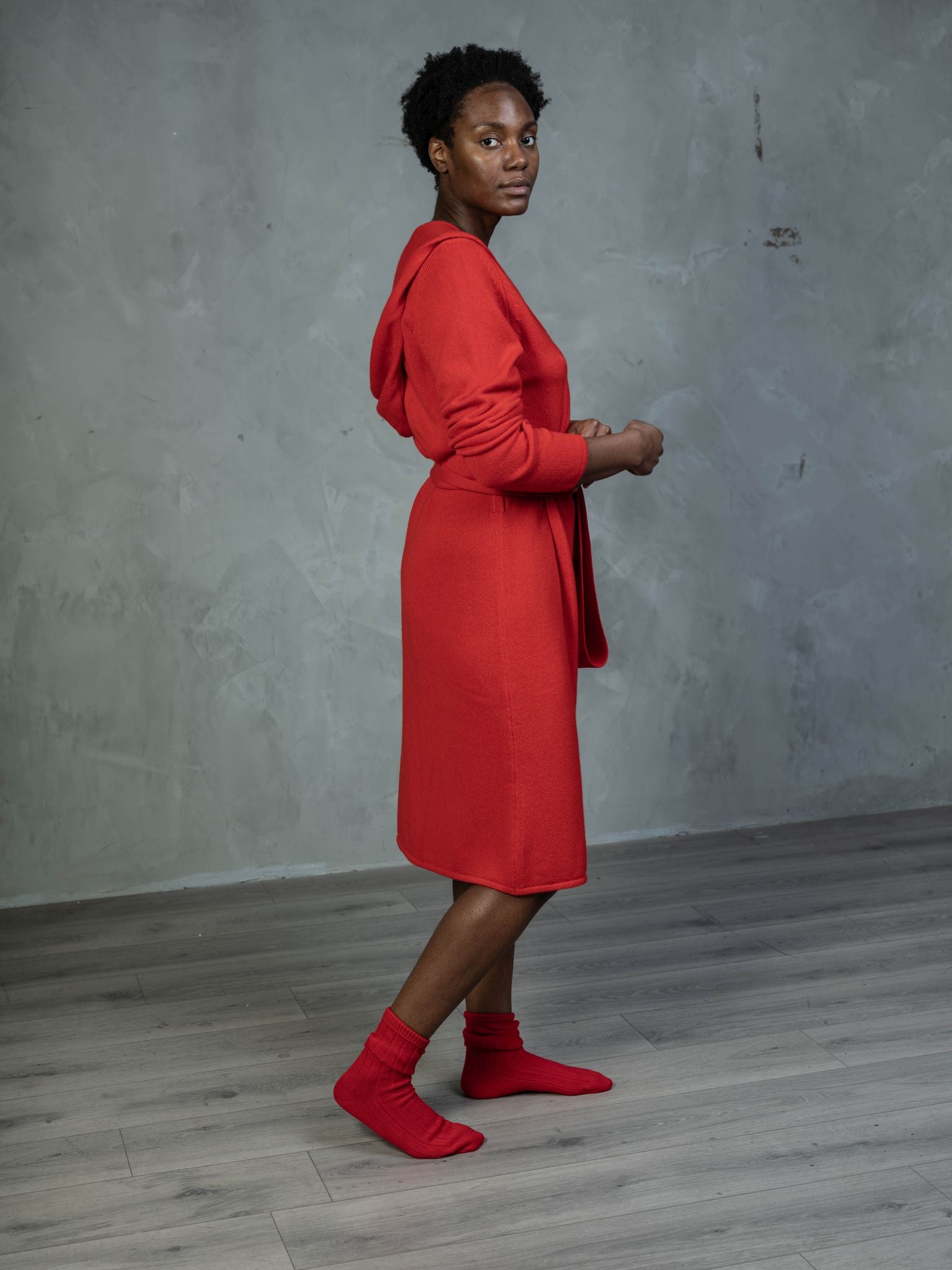 Cashmere Cold Water Swimming Wrap in Poppy