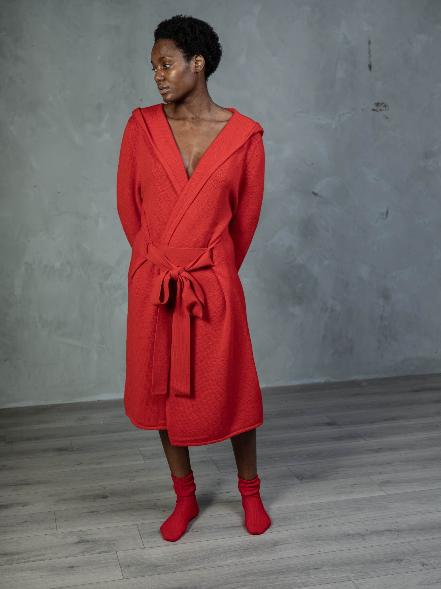 Cashmere Cold Water Swimming Wrap in Poppy