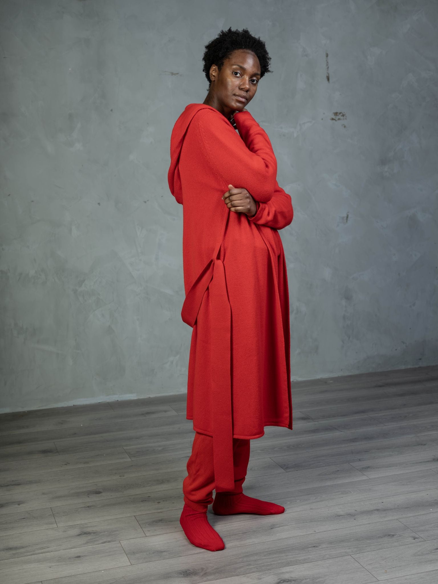 Cashmere Cold Water Swimming Wrap in Poppy