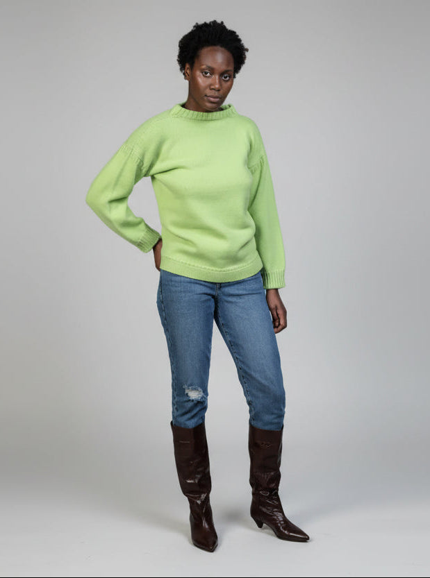 The Cashmere Guernsey in Lime