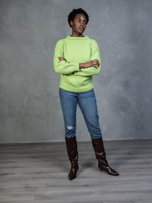 The Cashmere Guernsey in Lime