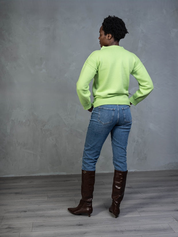 The Cashmere Guernsey in Lime