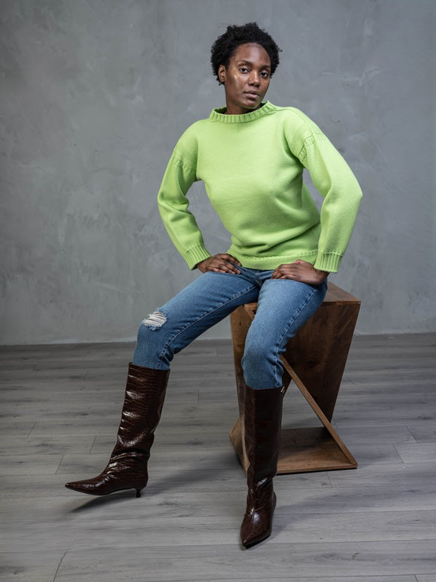 The Cashmere Guernsey in Lime
