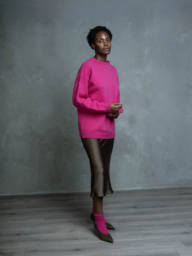 The Cashmere Guernsey in Pink