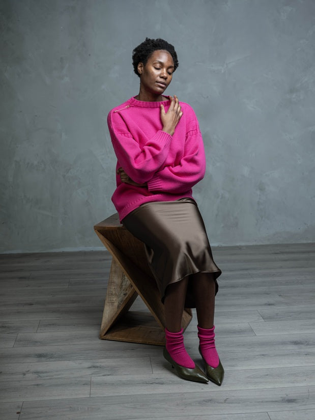 The Cashmere Guernsey in Pink