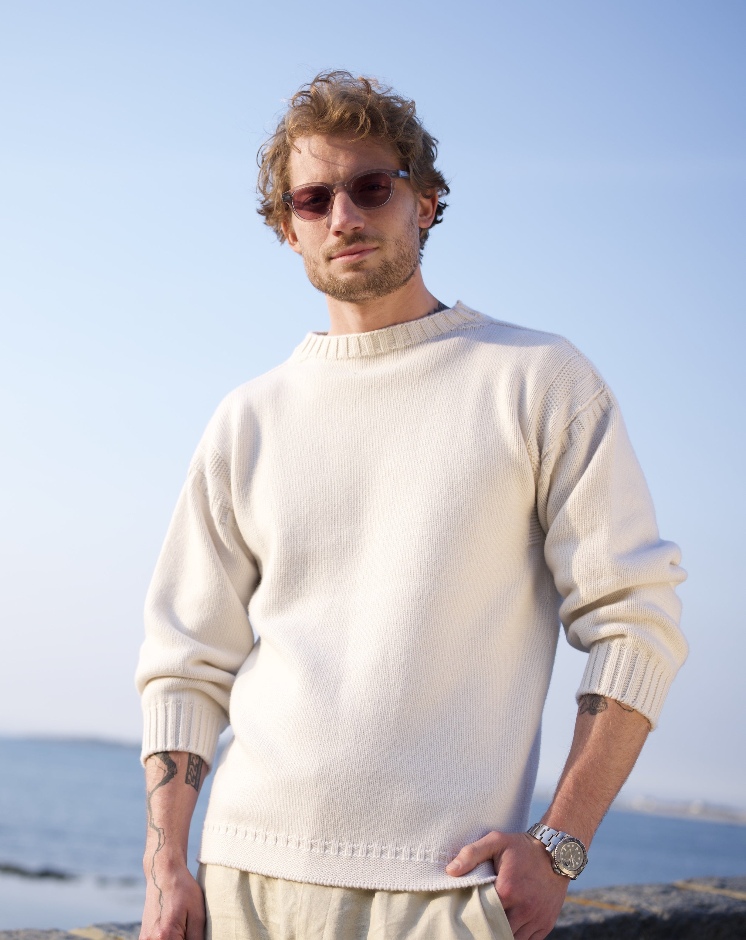 The Cashmere Guernsey in Pearl